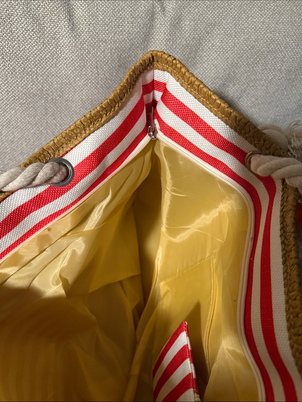 Striped Red and White Rope-Handle Beach Tote - Picture 3 of 3